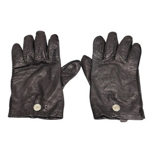 Leather Gloves Mens XL Black Genuine Lambskin Silk Lined Made In Italy Vintage